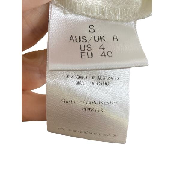 Bronx & Banco Paros Gown Silk Ruffle Hem Pearl Embellishments Bridal White Small - Picture 14 of 14